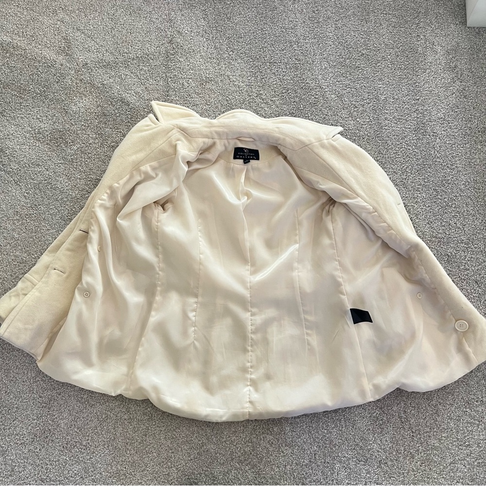 GALLERY Cream Colored Wool Button up Peacoat NWOT - Picture 5 of 11